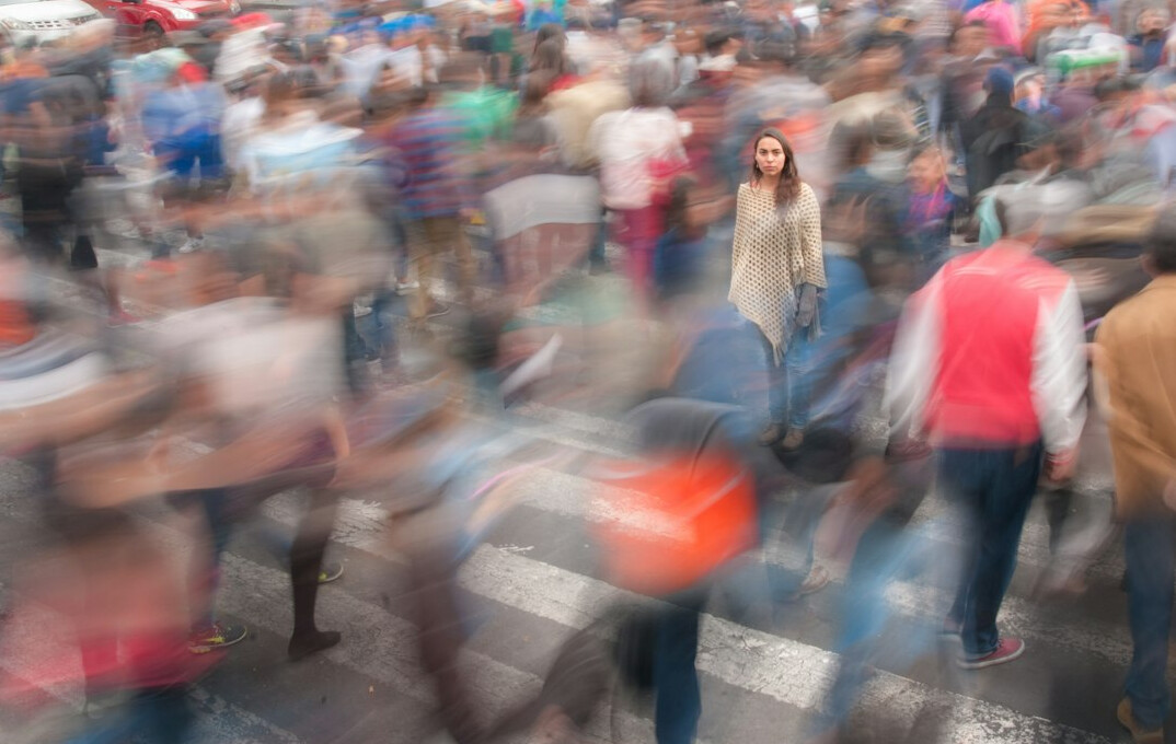 crowd of people in city street
