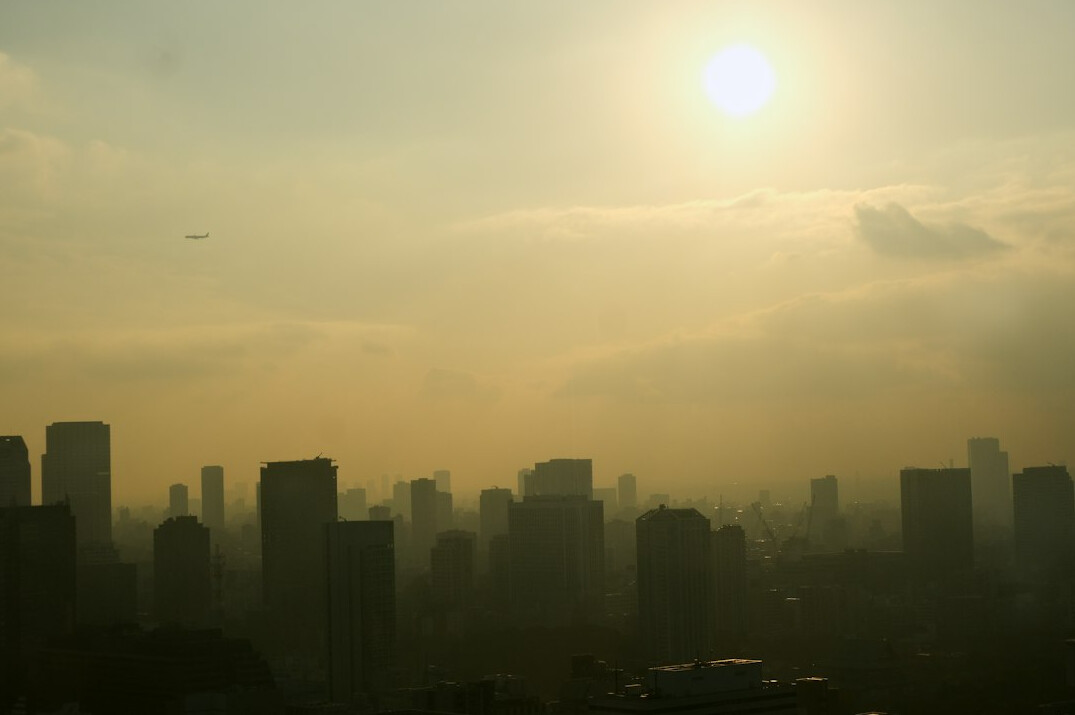 sunrise over city